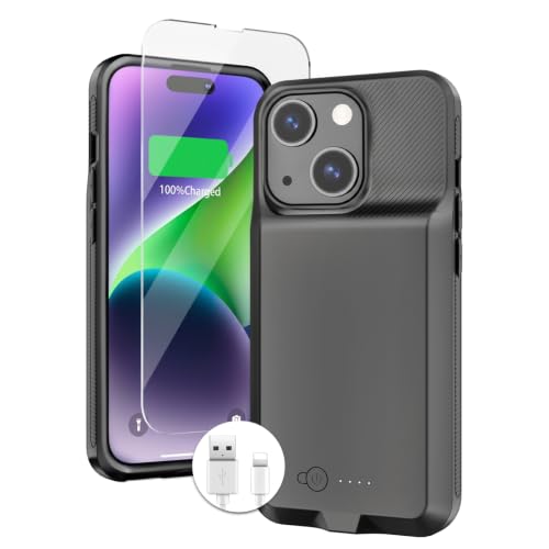 BOPPS Battery Case for iPhone 13/14 /14 Pro/13 Pro, Upgraded Slim 8500mAh Portable Protective Chargier Case with Carplay Compatible for iPhone 13，14 Series Charging Case，Black - size: iPhone 13/13 Pro/14/14 Pro