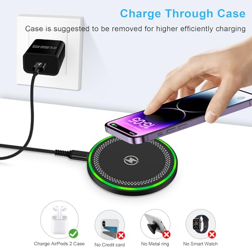 Samsung S25 Wireless Charger Fast Charging Pad Wireless Phone Charger for Android Samsung Galaxy S25 Ultra Edge S24 S23 S22, Cargador Inalámbrico para for iPhone 17 Pro Max Air 17 16 15