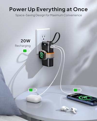 22.5W Fast Charging Portable Charger, 10000mAh Power Bank for Apple Watch - color: Black