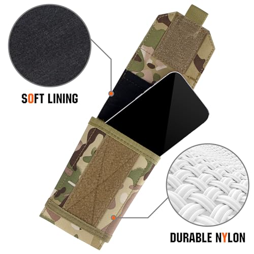 Tactical Molle Phone Cover Case, Heavy Duty Loop Belt Holster Pouch with Flag Patch for iPhone 17 Pro Max/Air/17 Pro/17/16 Pro Max/15 Pro Max/14 Pro Max/13 Pro Max, for Galaxy S26 Ultra - color: Camo
