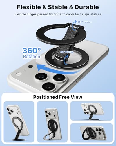 [2026 Upgraded] for MagSafe Phone Grip with Finger Strap - color: Black