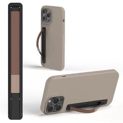 SleekStrip SleekGrip-Essential Ultra Thin Phone Grip Stand,Slim Metal Finger Loop Ring Hand Holder Strap Cell Phone Grips for iPhone 16 Pro Max,17 Air,Android,Case Back - Black x Mocha Brown - color: Matte Black x Mocha Brown