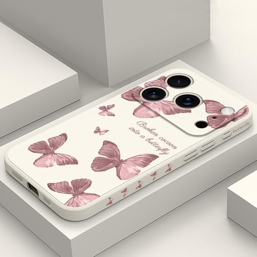 LEECG for iPhone 17 Pro Case, Flower Protective Bumper Slim Soft Phone Cover for iPhone 17 Pro 6.3 inch, Butterfly Rice White - color: Butterfly Rice White, size: for iPhone 17 Pro
