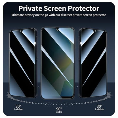 Privacy Screen Protector for Samsung A16/A26/A17, Anti-Spy Tempered Glass, Double Shatterproof 9H Hardness, Private Black Dark Protection, Anti-Scratch Impact Resistant Case-Friendly - 3 Pack - color: A16/A26/A17 Black
