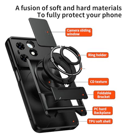 Compatible with Tecno Pop 8 Case Cover,Compatible with Tecno Spark Go 20 20c / Spark Go 2024 BG6 with Slide Camera Cover Phone Stand Protective Case Black - color: Black, size: Compatible with Tecno Pop 8