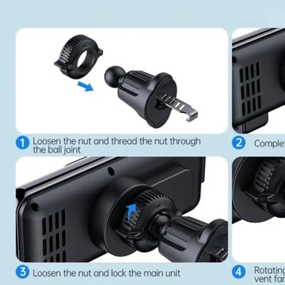 Dual Coil Car Wireless Charger Stand for iPhone 17 16 15 14 13 12 for Samsung Galaxy Z Fold 6 5 4 3 2 Foldable Fast Car Charging Station (Black) - color: Black