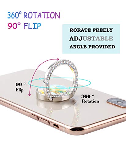 Glitter Bling Bling Phone Ring Holder,Sparkle Phone Ring Grip Artificial Diamond Stand,Rhinestone Cell Finger Ring for Phones,Pad(Silver) - color: Silver