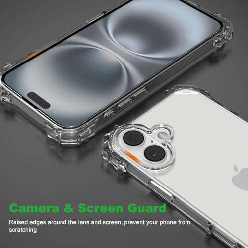 for iPhone 16 Plus Crystal Clear Case with Detachable Adjustable Crossbody Strap, Slim Fit Shockproof Protective Phone Case with Anti-Lost Shoulder Neck Lanyard 6.7" 2024 - size: iPhone 16 Plus