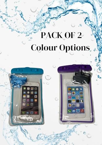 Waterproof Phone Pouch 2 Pack, Universal IPX8 Phone Dry Bag Case with Lanyard, Clear Touch Screen for iPhone, Samsung & Android, Fits Most Phones (Purple and Blue) - color: Purple and Blue