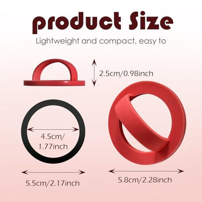 Magnetic Silicone Ring Grip Phone Holder, Rotating Finger Loop Ring Grip Holder, Soft and Portable, Strong Magnetic Attraction, Compatible with Magsafe for iPhone and Samsung Case (Red) - color: Red