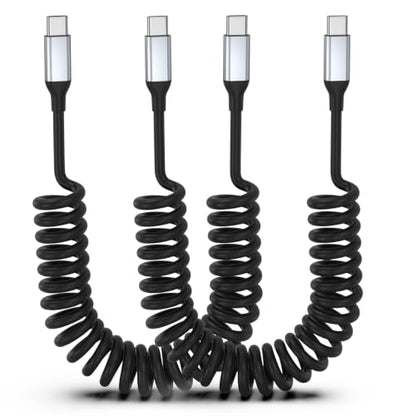2 Pack Coiled USB C to USB C Cable, 3FT 60W USBC Fast Charging Car Charger - size: 4FT