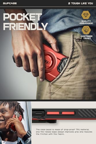 SUPCASE for iPhone 17e/16e Case with Camera Cover Stand, Red | Compatible with MagSafe, Built-in Kickstand, Military-Grade Protection, Magnetic Phone Case for iPhone 15/14/13, UBMag XT - color: Ruddy