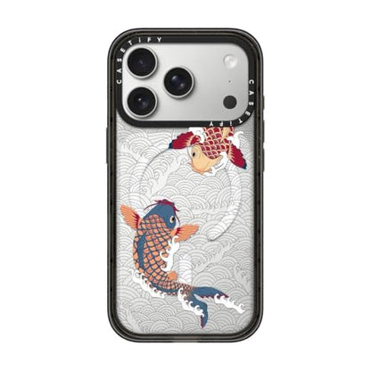 CASETiFY for iPhone 17 Pro Case - Impact Compatible with MagSafe | 8.2 ft. 4x Military Grade Drop Protection | koi fish Japanese tattoo style transparent pattern | Black - color: koi fish Japanese tattoo style transparent pattern, size: Iphone 17 Pro (6.3