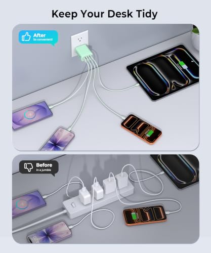 [2-Pack] 40W USB C Charger Block, Multiple Ports Wall Plug Power Adapter - color: 40W 2Pack Parrot Green