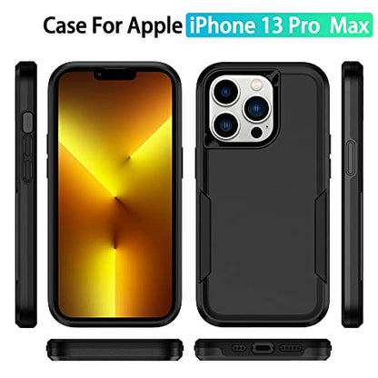 Compatible with iPhone 13 Pro Max Case, Heavy Duty Protection Shockproof Dropproof Dustproof Anti-Scratch Phone Case Cover for 13 Pro Max -Black - size: for iPhone 13 Pro Max
