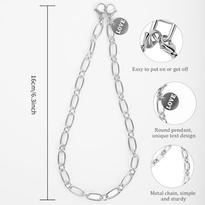 Phone Charm Detachable Metal Cellphone Wrist Strap for Women Girls, Cell Phone Lanyard - color: Aa-silver