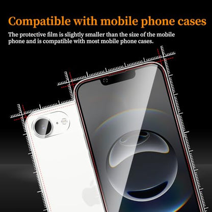 3+3 Pack Privacy Screen Protector for iPhone 16e/13/14/13 Pro，3 Anti-Spy Tempered Glass Film， Anti-Scratch, 9H Hardness，Compatible phone cases，High definition，Easy installation frame
