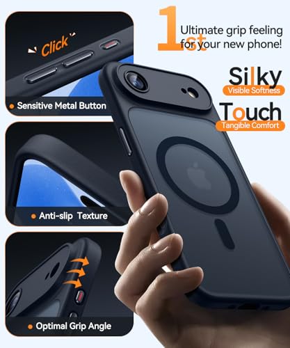 CANSHN Magnetic Compatible with iPhone Air Case(6.5 Inch), Upgraded [Full Camera Protection] [Compatible with Magsafe] [Translucent Matte] Shockproof Phone Cover for iPhone 17 Air Case,Black - color: Black, size: iPhone Air (6.9 Inch,1 Lens)