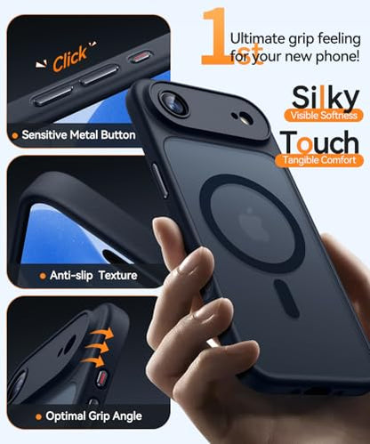 CANSHN Magnetic Compatible with iPhone Air Case(6.5 Inch), Upgraded [Full Camera Protection] [Compatible with Magsafe] [Translucent Matte] Shockproof Phone Cover for iPhone 17 Air Case,Black - color: Black, size: iPhone Air (6.9 Inch,1 Lens)