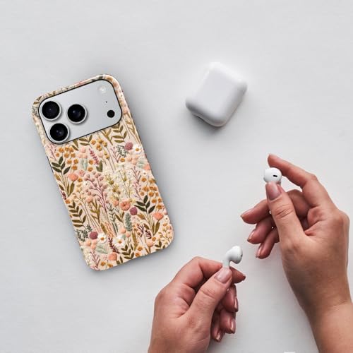 Compatible with iPhone 17 Pro,Anti-Scratch Glossy Case Cover,Boho Romantic Embroidery Flower - color: Boho Romantic Embroidery Flower, size: IPhone 17 Pro
