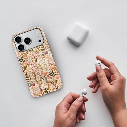 Compatible with iPhone 17 Pro,Anti-Scratch Glossy Case Cover,Boho Romantic Embroidery Flower - color: Boho Romantic Embroidery Flower, size: IPhone 17 Pro