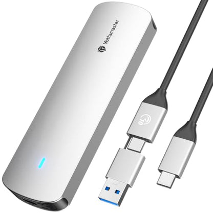 Yottamaster M.2 NVMe SATA SSD Enclosure, USB 3.2 Gen 2 10Gbps Adapter - color: Silver, size: 2-in-1 Cable