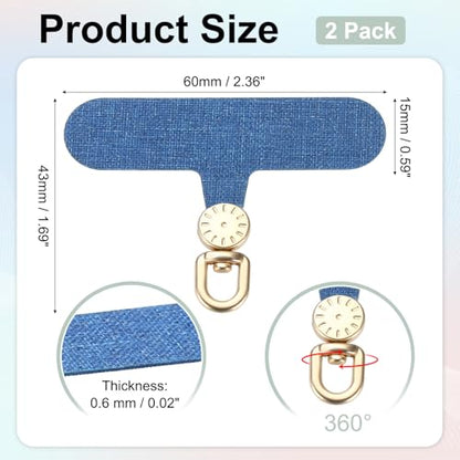 uxcell Rotating Phone Lanyard Tab Ultra-Thin No-Adhesive Phone Tether Patch - color: Gold Dial, Blue Patch