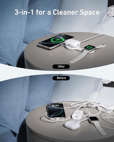 Anker MagGo UFO 3-in-1 MagSafe Compatible Qi2 15W Charging Station - color: Aurora White