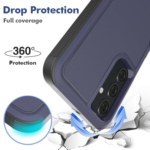 MDCN Samsung Galaxy A25 5G Case: Dual Layer Protective Heavy Duty Cell Phone Cover, Navy Blue & Black, Military Protection Bumper, Shockproof Rugged with HD Screen Protector, Anti-Slip - color: Navy Blue (PC) + Black (TPU)