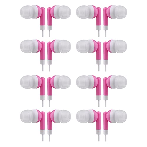 CN-Outlet Wholesale Earbuds Bulk Headphones Individually Bagged 50 Pack for iPhone, Android, MP3 Player for Schools, Libraries, Hospitals (Pink) - color: Pink