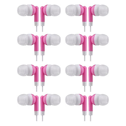 CN-Outlet Wholesale Earbuds Bulk Headphones Individually Bagged 50 Pack for iPhone, Android, MP3 Player for Schools, Libraries, Hospitals (Pink) - color: Pink