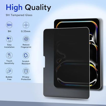 MOBDIK Privacy Screen Protector for iPad Pro 13 inch M5 2025 / M4 2024 - size: iPad Pro 13" 2025/2024