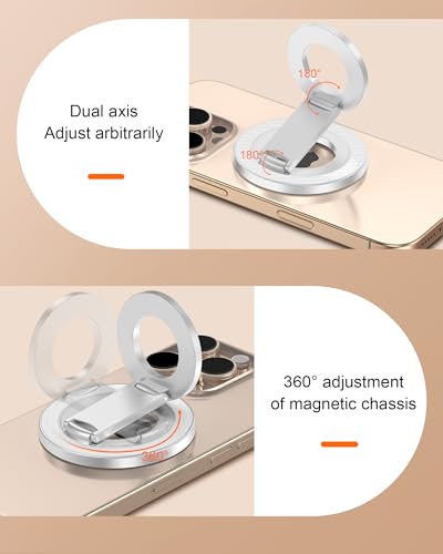 Magnetic Phone Ring Holder, 360° Rotating Kickstand MagSafe Grip Ring Stand - color: White