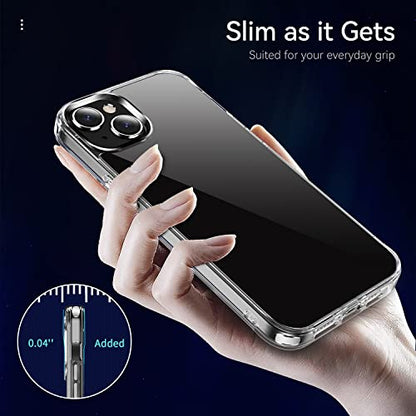 JJGoo Compatiable with iPhone 14 Case Clear, Transparent Shockproof Phone Case, Slim Anti-Scratch Hard PC Back Protective Cover Bumper, Clear - color: Clear