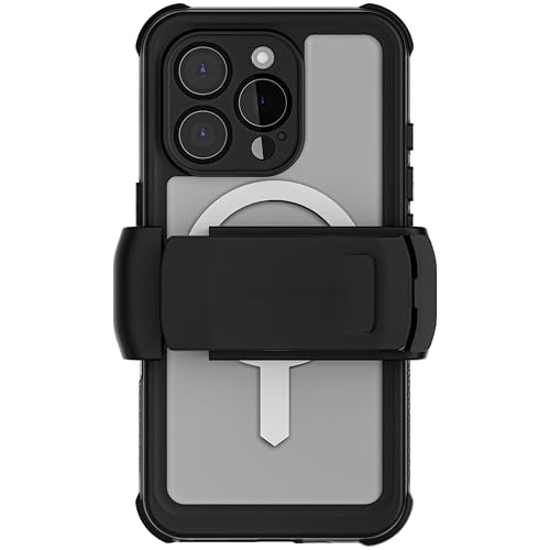 Ghostek Nautical Waterproof Apple iPhone 16 Pro Case with Holster Belt Clip - Screen and Camera Protector, MagSafe Compatible, Rugged Heavy Duty Cover (6.3 Inch, Clear) - color: Clear, size: iPhone 16 Pro