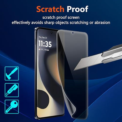 (3+2 Pack) for Motorola Moto Edge 2024 Privacy Screen Protector,3 Pack Screen Protector + 2 Pack Camera Protection,Flexible TPU Film(Not Tempered Glass) [3D Touch][Bubble-Free][Anti-Scratch]