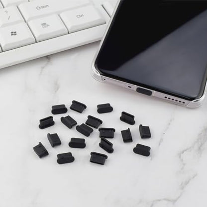 50 Pack Type C Anti Dust Plugs USB C Dust Cover Silicone USB C Dust Plug Type-C Charging Port Protector Compatible with iPhone 15 Samsung Galaxy S20 S21 S22 S23 Pixel MacBook USB C Cover Cap (Black)