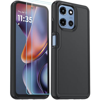 for Motorola Moto G 5G 2025/2026 Case with HD Screen Protector, Moto G Play 2026 Heavy Duty Shockproof Military Grade Full Body Protection Phone Cover (Black) - color: Black