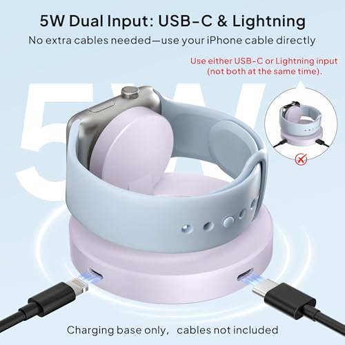 Elebase 5W for Apple Watch Ultra 3 Charger Dock Fast Charging Stand USBC - color: Purple