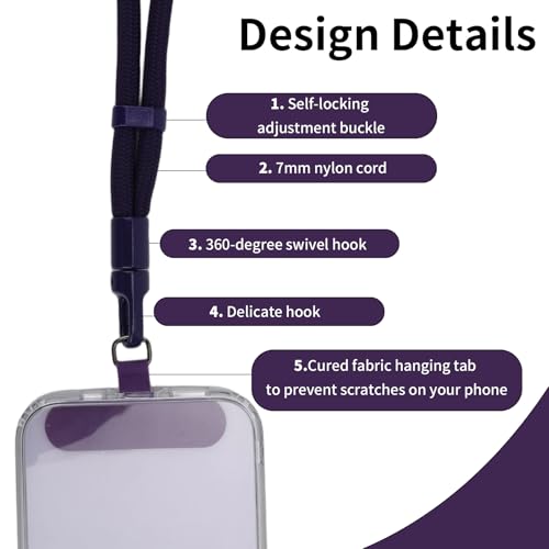 Phone Wrist Strap with Tether Tab, Anti-lossing Phone Lanyard Mobile Equipment Strap Adjustable Wristlet - color: Purple