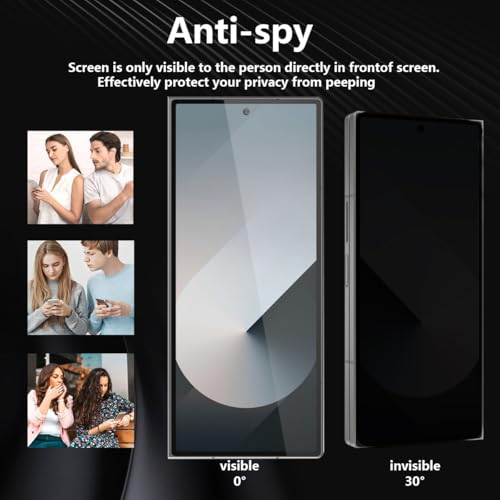2 Pack Outer Privacy Tempered Glass for Samsung Galaxy Z Fold 6 Screen Protector, 9H Hardness Anti Scratch, Anti Spy Tempered Glass Film, Black Protector for Samsung Galaxy Z Fold 6 - size: for Galaxy Z Fold 6