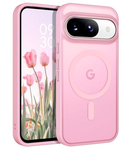BENTOBEN for Google Pixel 9 Case [Compatible with Magsafe] Translucent Matte Magnetic Pixel 9 Case Slim Thin Shockproof Women Men Girls Boys Protective Phone Cases for Google Pixel 9 6.3", Tender Pink - color: Tender Pink