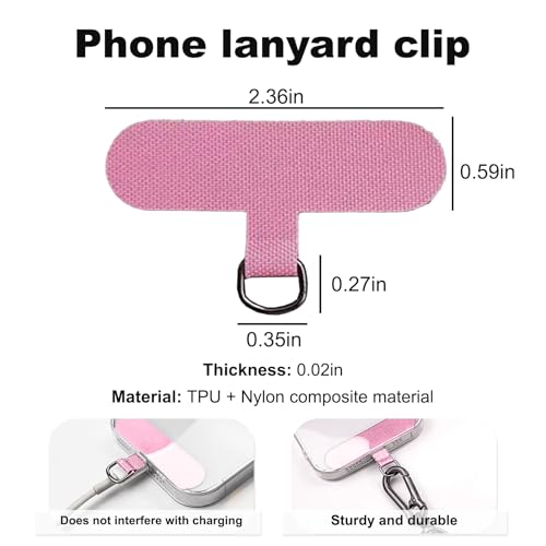 Phone Tether Tab, 4 Pack Universal Phone Lanyard Patch Non-Adhesive Insert with Metal Clip for Phone Case, iPhone - color: Pink