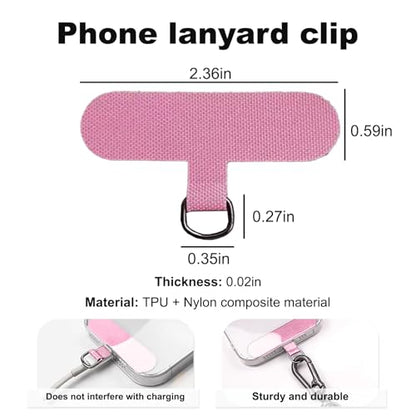 Phone Tether Tab, 4 Pack Universal Phone Lanyard Patch Non-Adhesive Insert with Metal Clip for Phone Case, iPhone - color: Pink