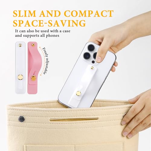 2-Pack White Silicone Phone Strap with Kickstand - Versatile Grip & Holder for Most Phones and Cases (Transparent * 1 + Light Pink * 1) - color: Transparent * 1 + Light Pink * 1