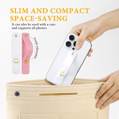 2-Pack White Silicone Phone Strap with Kickstand - Versatile Grip & Holder for Most Phones and Cases (Transparent * 1 + Light Pink * 1) - color: Transparent * 1 + Light Pink * 1