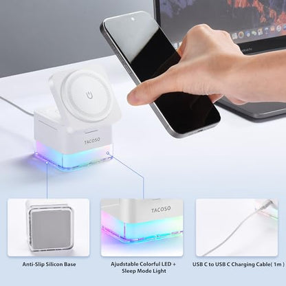 15W Wireless Charger 3-in-1 Apple Charging Station with Night Light - color: White