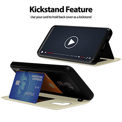 GOOSPERY Magnetic Door Bumper Compatible with Galaxy S9 Plus, Card Holder Wallet Case Easy Magnet Auto Closing Protective Dual Layer Sturdy Phone Back Cover - Navy - color: White, size: Galaxy S9 Plus