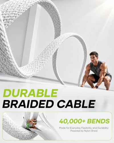 Smolink USB C to USB C Cable with Invisible Phone Stand, Right Angle, 10FT - color: White-10Ft