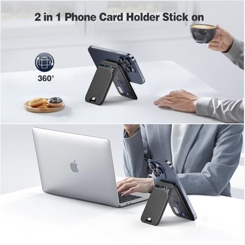 QYQBOON Mag-Safe Wallet Magnetic Wallet for Phone Lightweight Magnetic Phone Pouch Stand Adjustable Leather Mag-Safe Card Holder for iPhone 17/16/15/14/13/12 Series, Not for iPhone 13/12 Mini (Black) - color: Black
